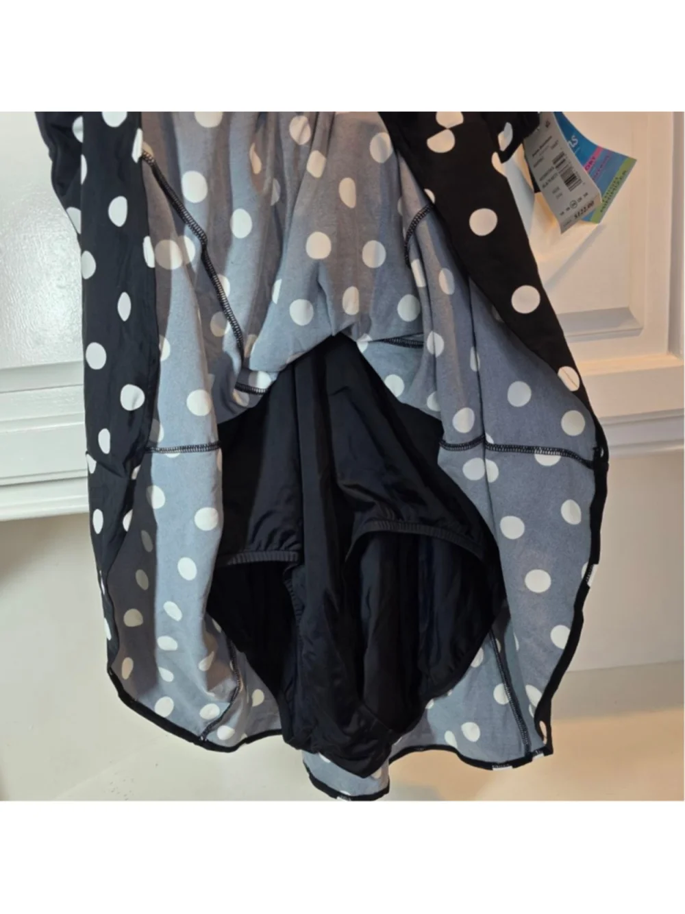 Swim Solutions Black White Polka Dot Swimdress One Piece Tummy Control 20W NWT - Picture 6 of 8